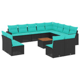 vidaXL 13-delige Loungeset met kussens poly rattan grijs