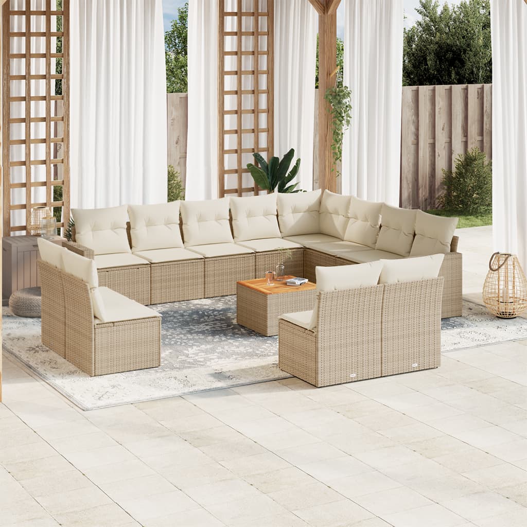 vidaXL 13-delige Loungeset met kussens poly rattan zwart