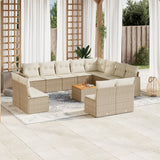 vidaXL 13-delige Loungeset met kussens poly rattan zwart
