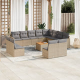 vidaXL 13-delige Loungeset met kussens poly rattan zwart