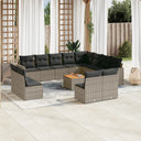 vidaXL 13-delige Loungeset met kussens poly rattan zwart