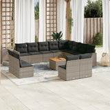 vidaXL 13-delige Loungeset met kussens poly rattan zwart