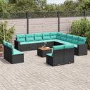 vidaXL 14-Piece Lounge Set with Cushions Poly Rattan Grey