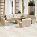 vidaXL 14-delige Loungeset met kussens poly rattan zwart