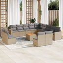 vidaXL 14-delige Loungeset met kussens poly rattan zwart