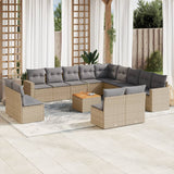 vidaXL 14-delige Loungeset met kussens poly rattan zwart