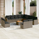vidaXL 14-delige Loungeset met kussens poly rattan zwart