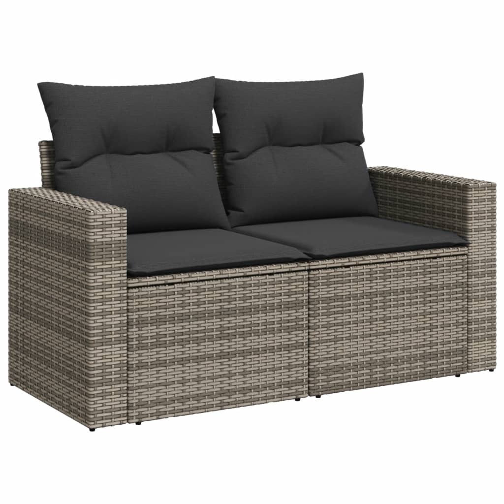 vidaXL 14-delige Loungeset met kussens poly rattan zwart