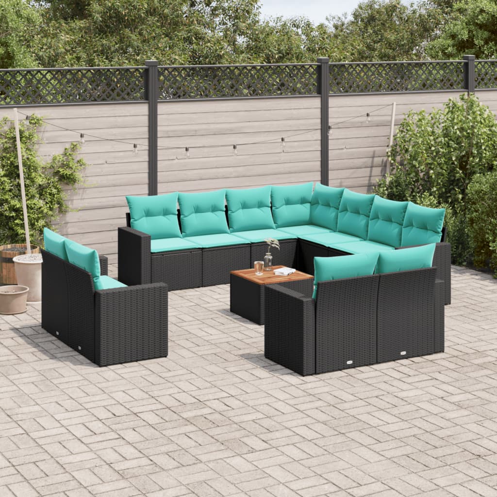 vidaXL 12-piece Lounge Set with Cushions Poly Rattan Grey
