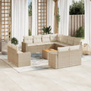 vidaXL 12-delige Loungeset met kussens poly rattan zwart