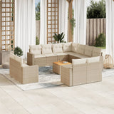 vidaXL 12-delige Loungeset met kussens poly rattan zwart