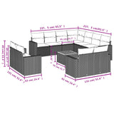 vidaXL 12-delige Loungeset met kussens poly rattan zwart
