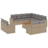 vidaXL 12-delige Loungeset met kussens poly rattan zwart