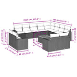 vidaXL 13-delige Loungeset met kussens poly rattan zwart