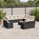 vidaXL 13-delige Loungeset met kussens poly rattan zwart