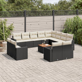 vidaXL 13-delige Loungeset met kussens poly rattan zwart