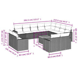 vidaXL 13-delige Loungeset met kussens poly rattan grijs