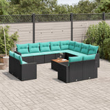 vidaXL 13-delige Loungeset met kussens poly rattan grijs