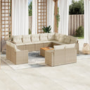 vidaXL 13-delige Loungeset met kussens poly rattan zwart
