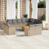 vidaXL 13-delige Loungeset met kussens poly rattan zwart