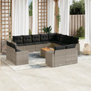 vidaXL 13-delige Loungeset met kussens poly rattan zwart