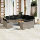 vidaXL 13-delige Loungeset met kussens poly rattan zwart