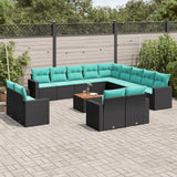 vidaXL 14-Piece Lounge Set with Cushions Poly Rattan Grey