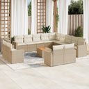 vidaXL 14-delige Loungeset met kussens poly rattan zwart