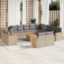 vidaXL 14-delige Loungeset met kussens poly rattan zwart