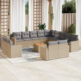 vidaXL 14-delige Loungeset met kussens poly rattan zwart