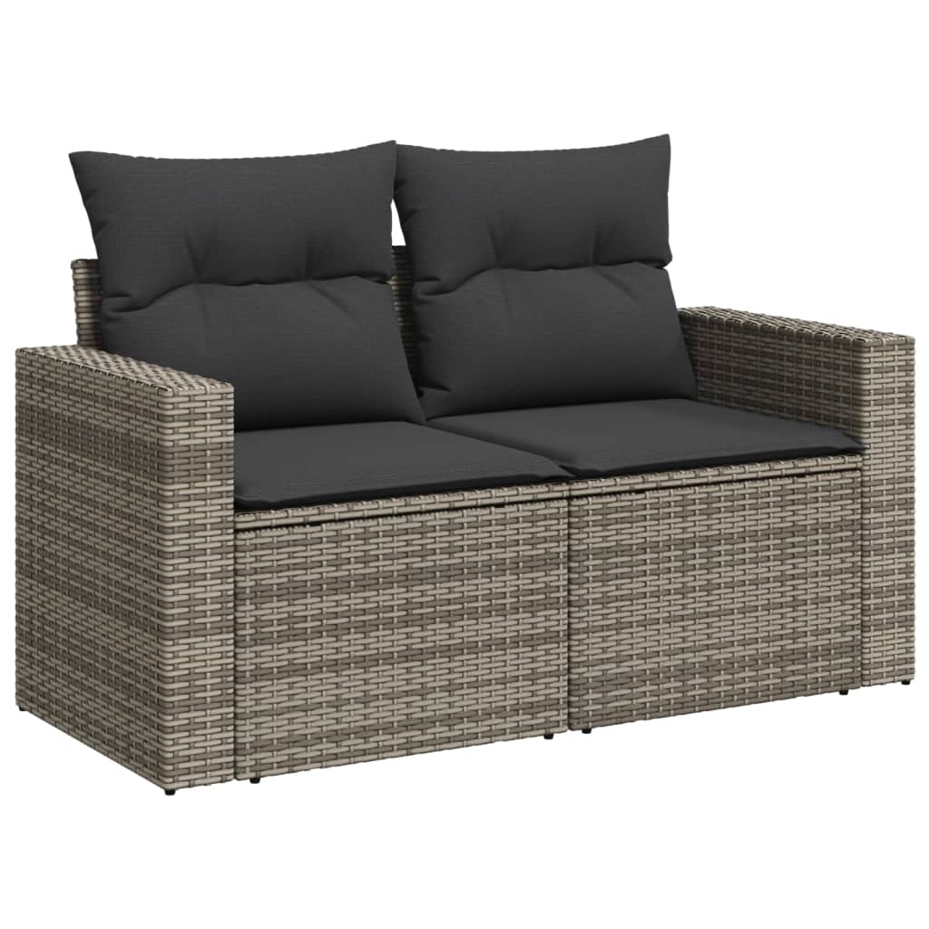 vidaXL 14-delige Loungeset met kussens poly rattan zwart