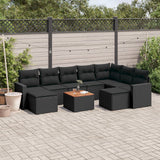 vidaXL 10-piece Lounge Set with cushions poly rattan black