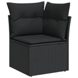 vidaXL 10-piece Lounge Set with cushions poly rattan black