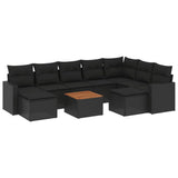 vidaXL 10-piece Lounge Set with cushions poly rattan black