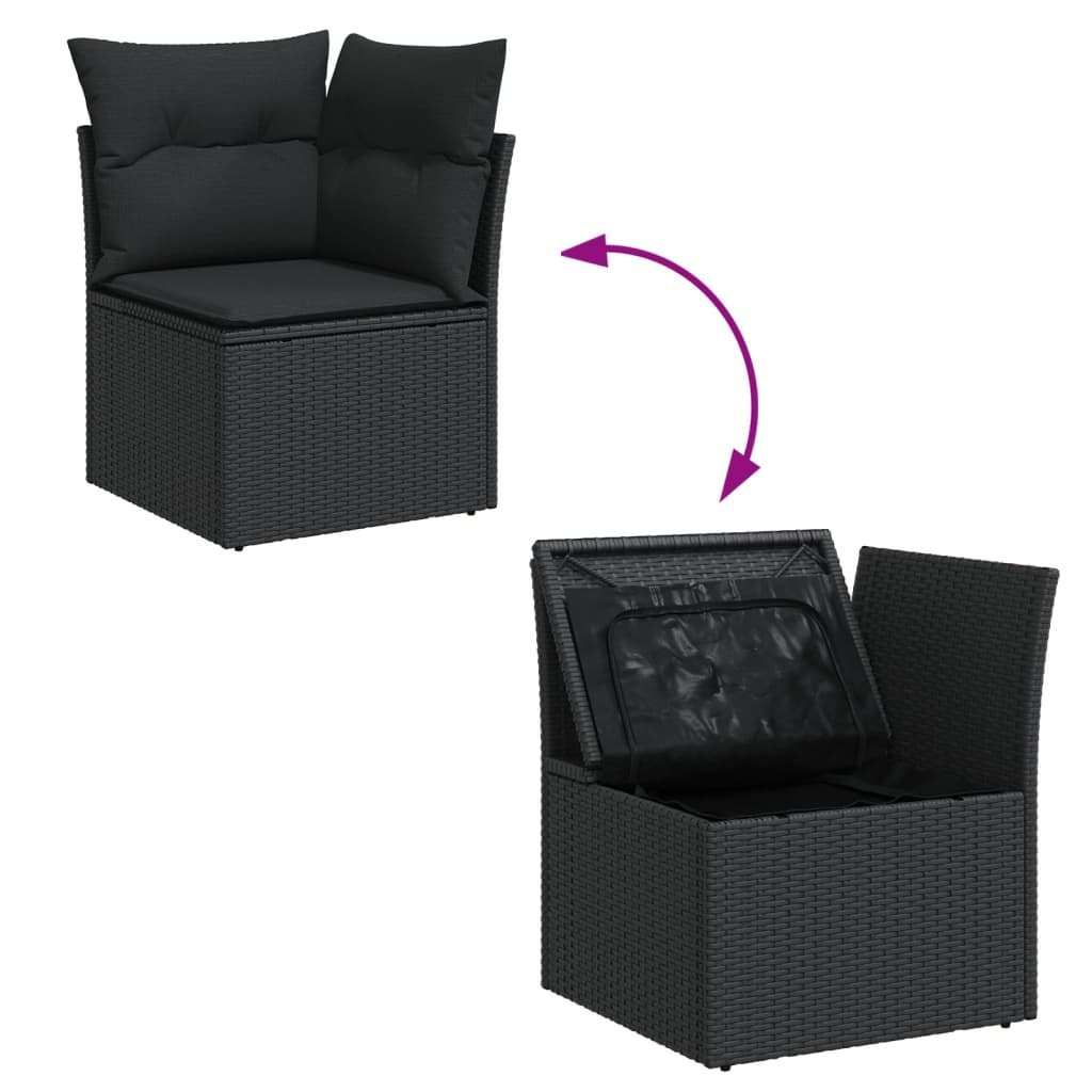 vidaXL 10-piece Lounge Set with cushions poly rattan black