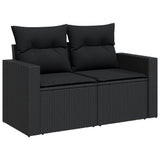 vidaXL 10-piece Lounge Set with cushions poly rattan black