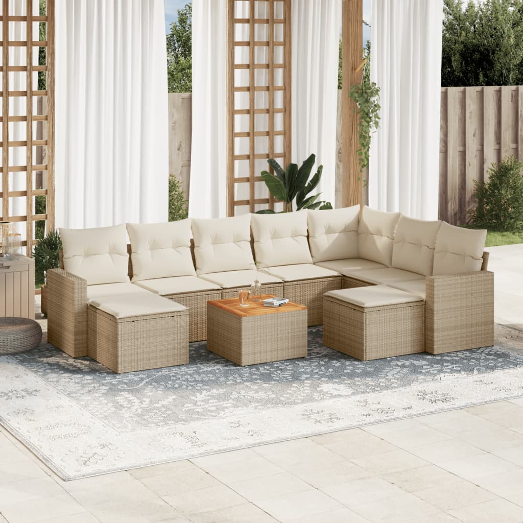 vidaXL 10-piece Lounge Set with cushions poly rattan black