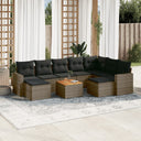 vidaXL 10-piece Lounge Set with cushions poly rattan black