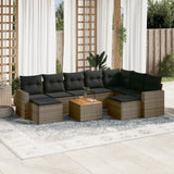 vidaXL 10-piece Lounge Set with cushions poly rattan black