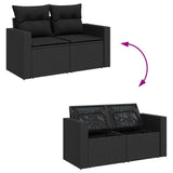 vidaXL 11-Piece Lounge Set with Cushions Poly Rattan Black