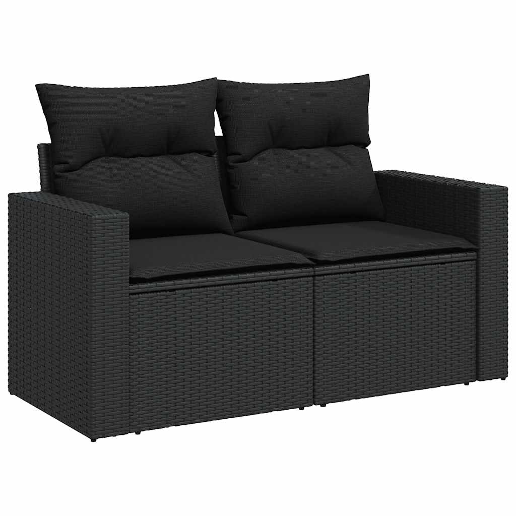 vidaXL 11-Piece Lounge Set with Cushions Poly Rattan Black