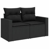 vidaXL 11-Piece Lounge Set with Cushions Poly Rattan Black