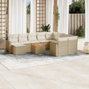 vidaXL 11-Piece Lounge Set with Cushions Poly Rattan Black