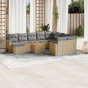 vidaXL 11-Piece Lounge Set with Cushions Poly Rattan Black