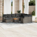 vidaXL 11-Piece Lounge Set with Cushions Poly Rattan Black