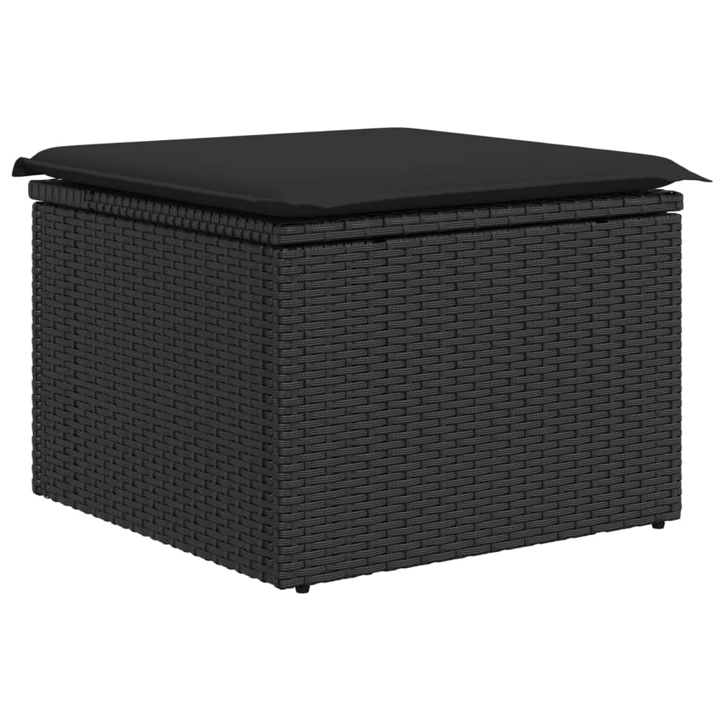 vidaXL 12-delige Loungeset met kussens poly rattan zwart