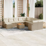 vidaXL 12-delige Loungeset met kussens poly rattan zwart