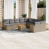vidaXL 12-delige Loungeset met kussens poly rattan zwart