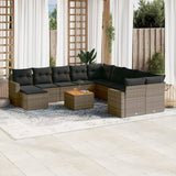vidaXL 12-delige Loungeset met kussens poly rattan zwart