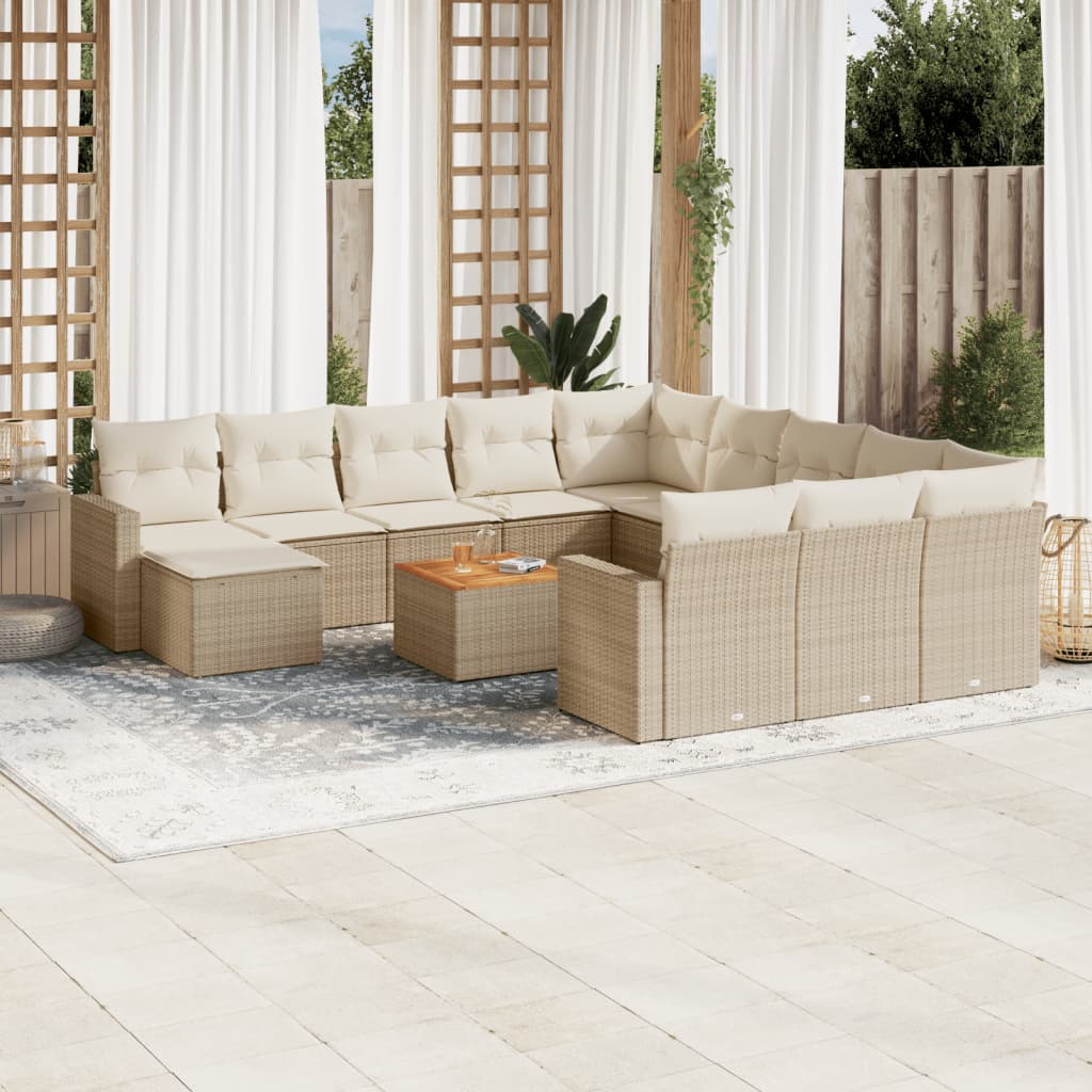 vidaXL 13-delige Loungeset met kussens poly rattan zwart